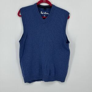 BODEN MEN'S 100% LAMBS WOOL PULL ON SWEATER VEST SIZE LARGE Preppy Cozy Winter